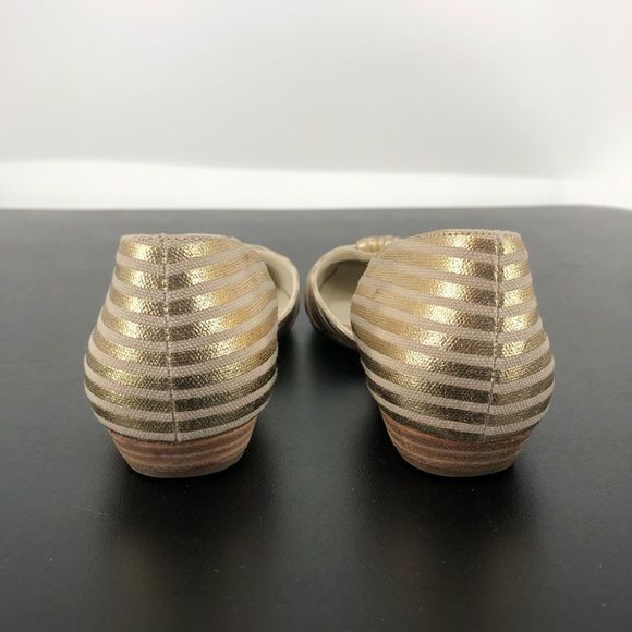 Anne Klein Bette Gold Cream Stripe Twist Bow Flats size 6.5 - Picture 4 of 10